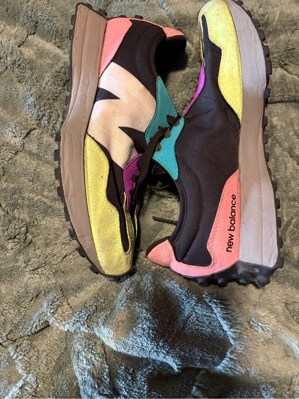 New Balance Black Teal Pink Purple Yellow Accent Athletic Sneakers